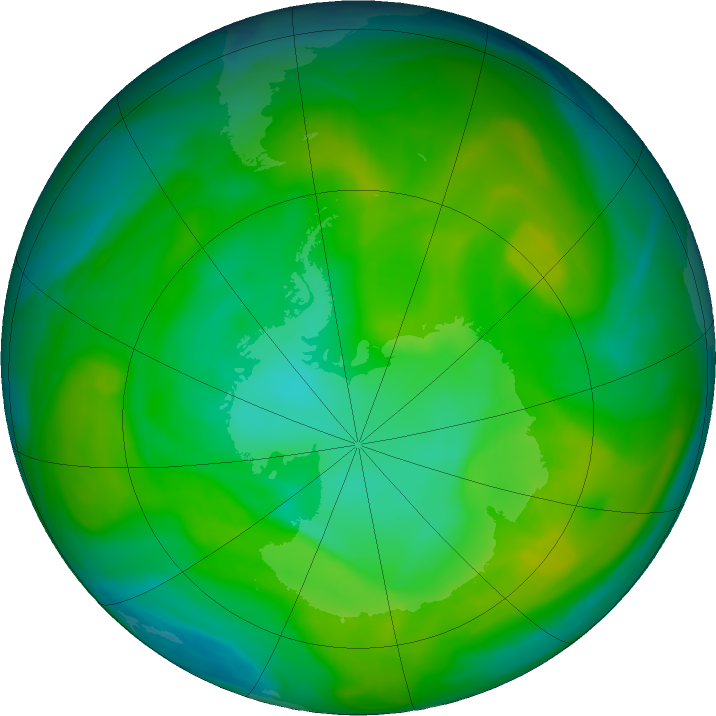 Antarctic ozone map for 06 December 2017